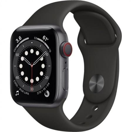 Apple Watch Series 6 GPS + Cellular 40mm Space Gray Aluminum Case with Black Sport Band (M02Q3, M06P3)